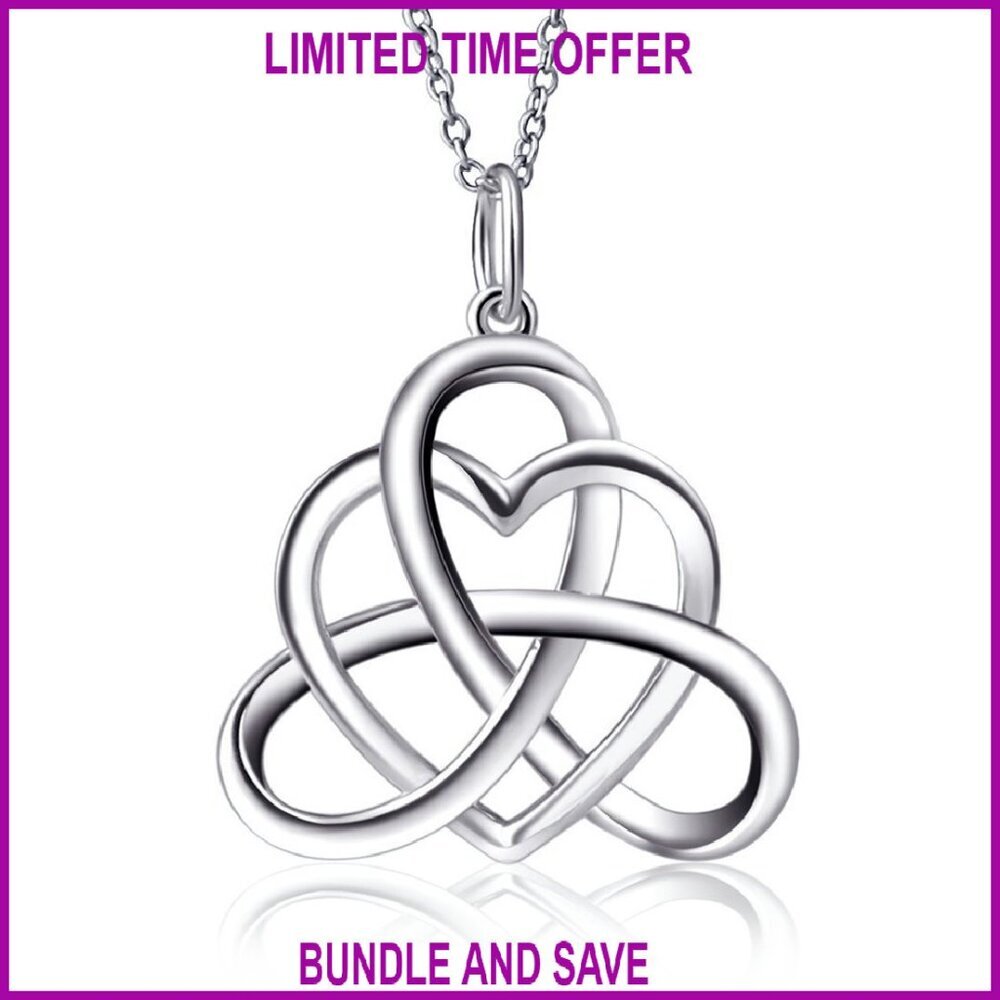 Sterling Silver Celtic Knot Heart Pendant Necklace 18" Chain